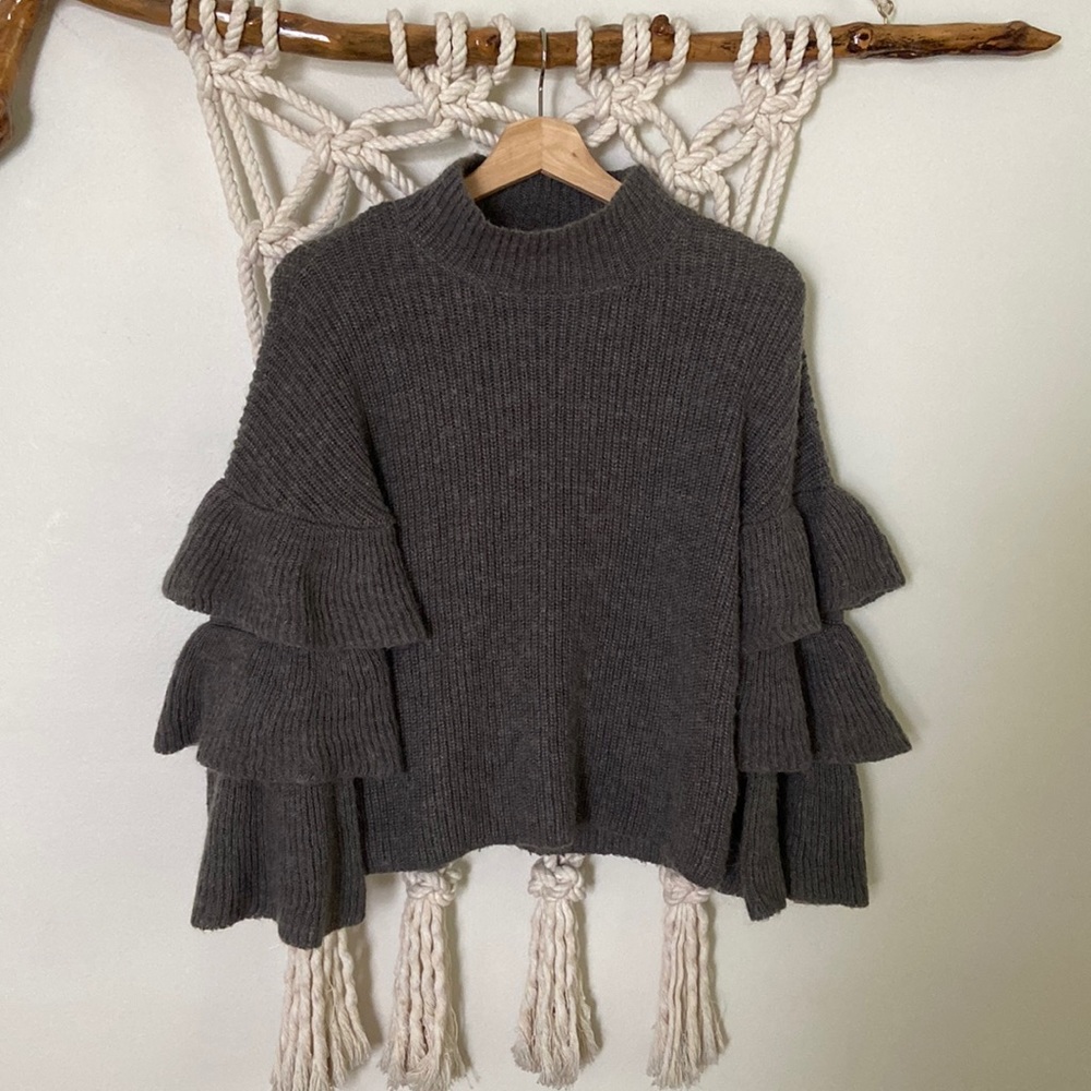 Bell sleeve turtle neck sweater